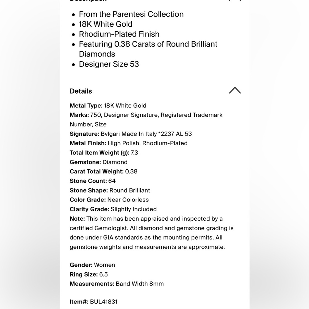 18k Gold Bvlgari Diamond Ring FIRM - Picture 8 of 12